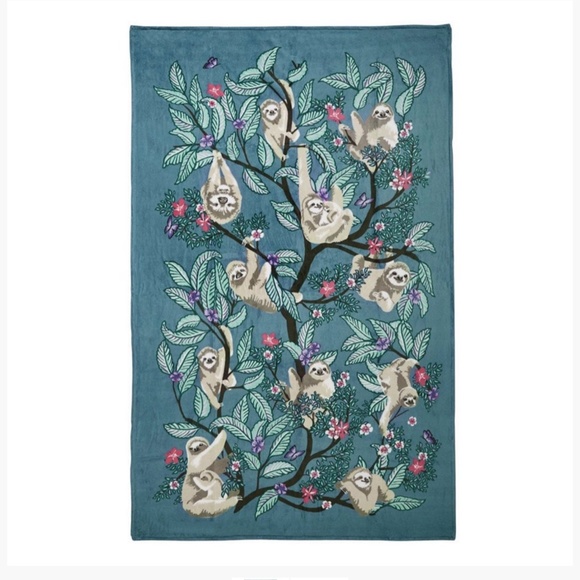 Vera Bradley Bedding Vera Bradley Sloth Plush Throw Blanket Hanging